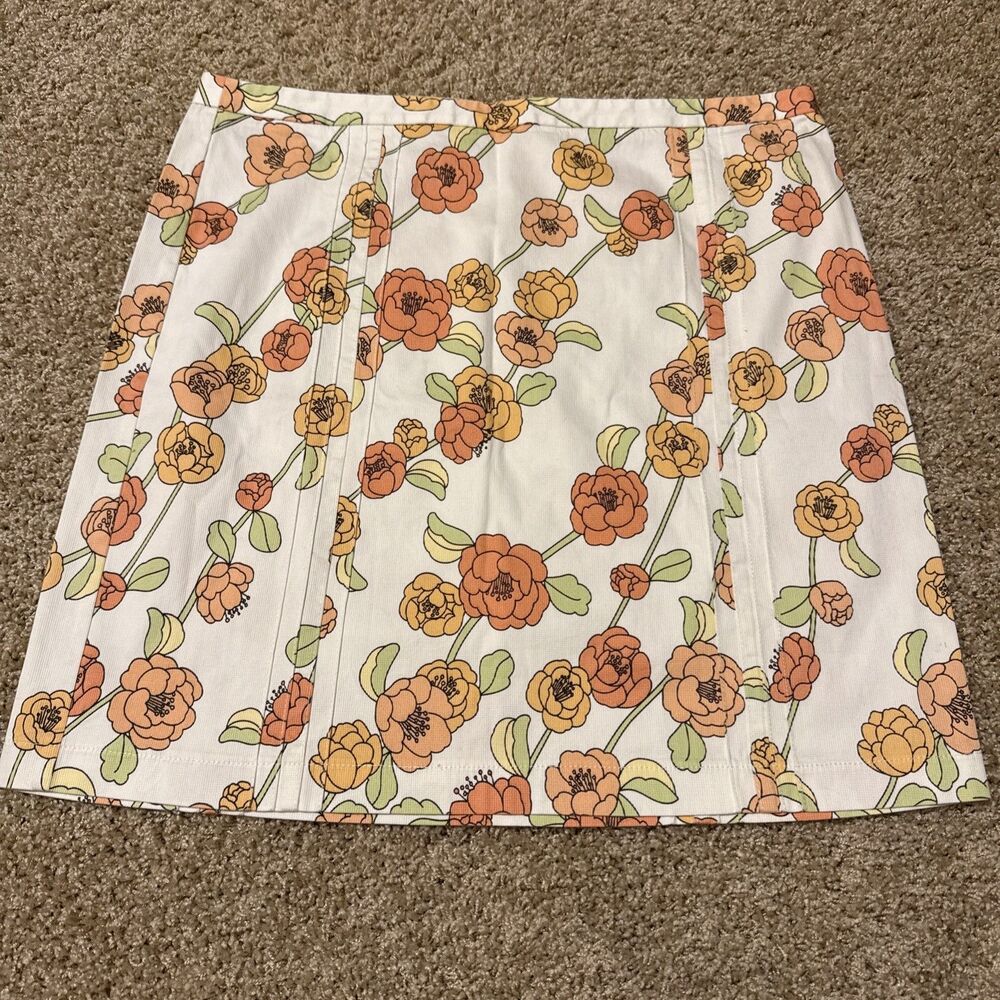 Ann Taylor Loft Floral Side ZipMini Skirt 14